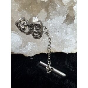 1950S VINTAGE SWANK  HAPPY FACE‎ SAD FACE THEATER MASK DRAMA TIE TACK